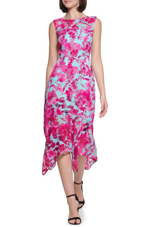 Floral Asymmetric Hem Maxi Dress
