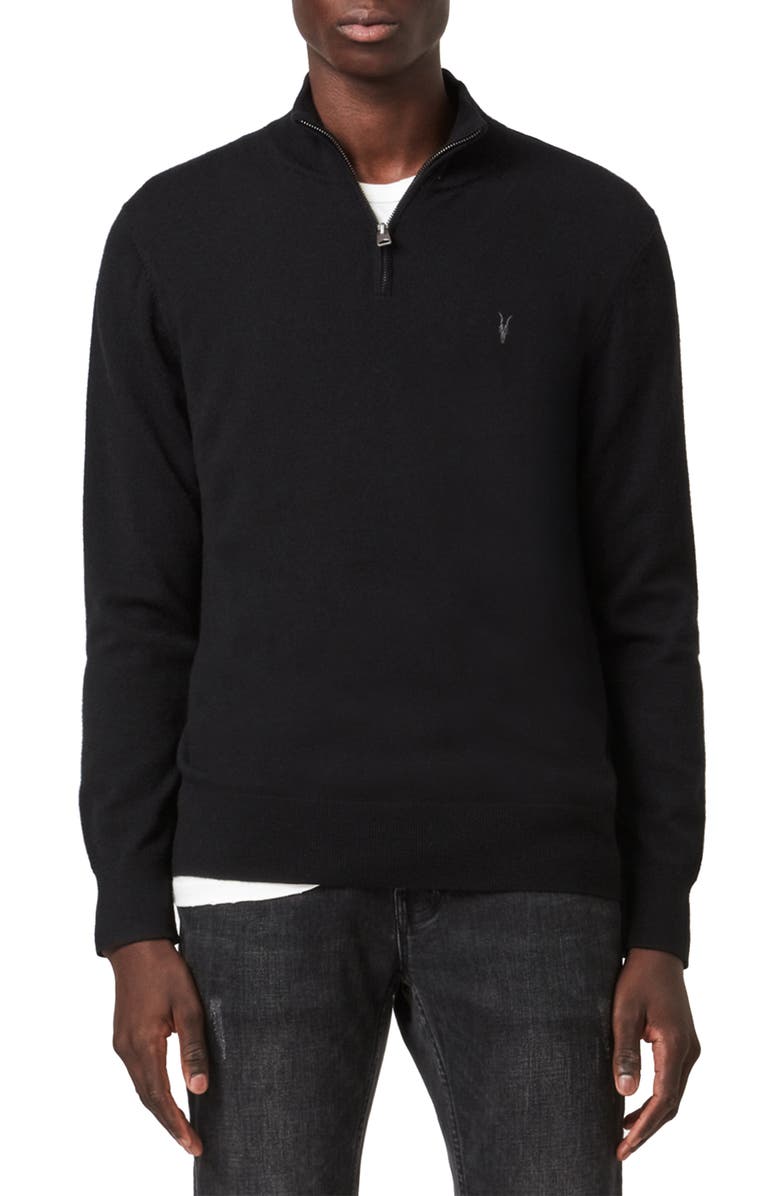 AllSaints Kilburn Half Zip Wool Blend Pullover, Main, color, 