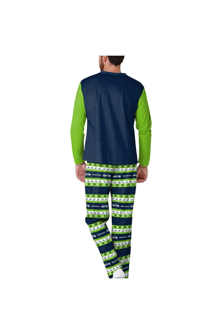 Men's FOCO College Navy Seattle Seahawks Team Ugly Pajama Set, Alternate, color, Navy