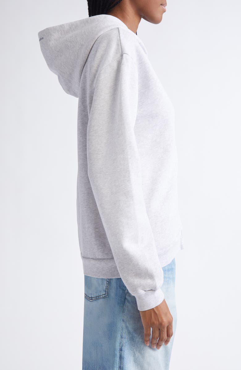 Acne Studios Fupiter Face Patch Mélange Fleece Zip Hoodie, Alternate, color, Pale Grey Melange