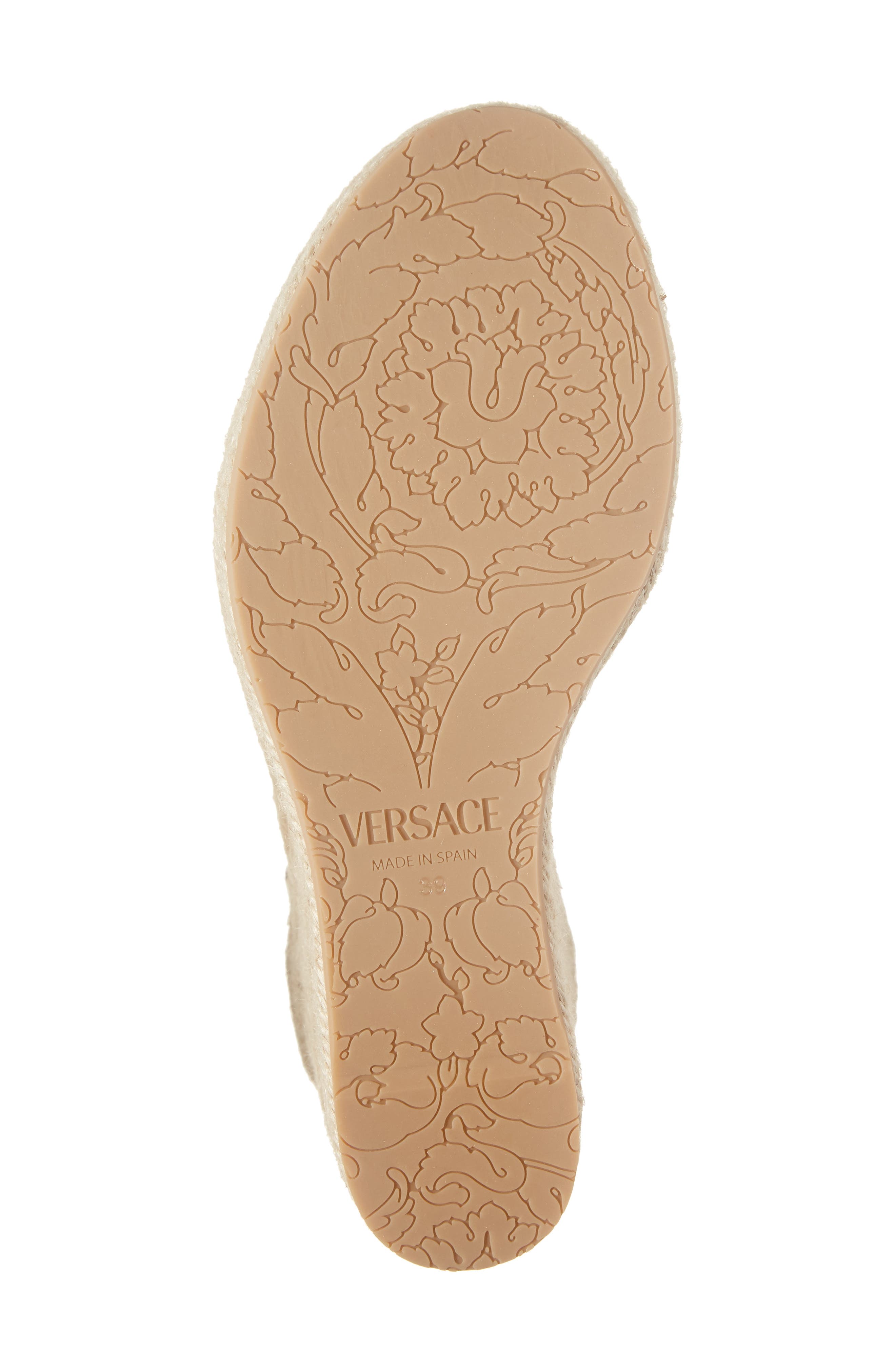 Versace Medusa '95 Espadrille Wedge Sandal, Alternate, color, Mastic/ Versace Gold