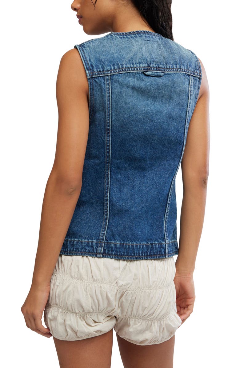 Free People Maris Sleeveless Denim Top, Alternate, color, Wall Flower