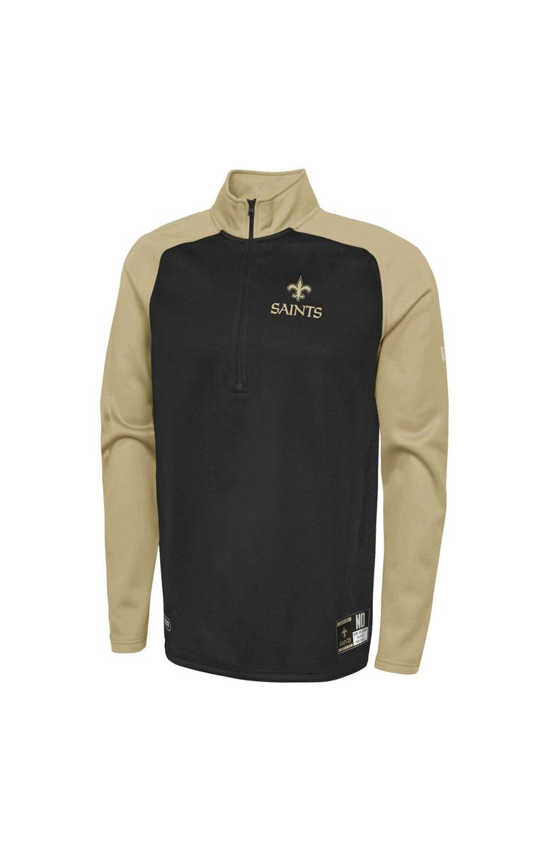 New Era Men's New Era Black New Orleans Saints Combine Authentic O-Line Raglan Half-Zip Jacket, Alternate, color,