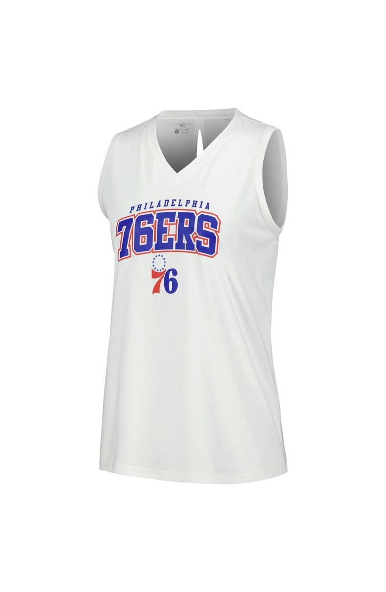 LEVELWEAR Women's Levelwear White Philadelphia 76ers Paisley Peekaboo Tank Top, Alternate, color, White