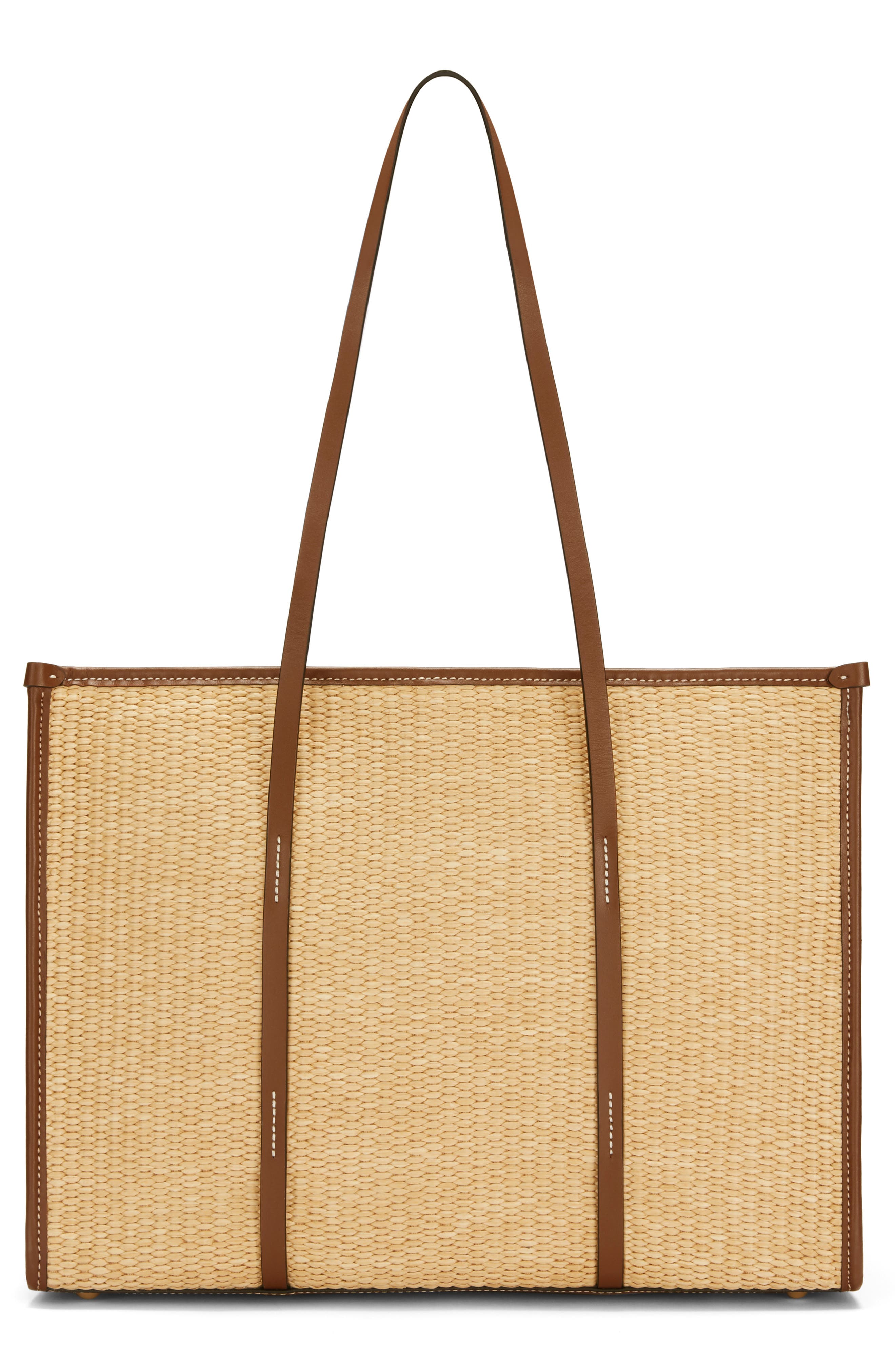 DeMellier Capri Woven Raffia Tote, Alternate, color, Warm/ Tan W/ Ecru Stitching