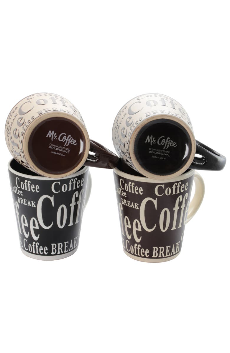 Gibson Bareggio 8 Piece 13 Ounce Coffee Mug with Spoon Set, Service for 4, Alternate, color, Assorted