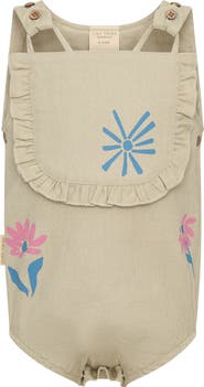 TINY TRIBE Floral Print Cotton Overalls
