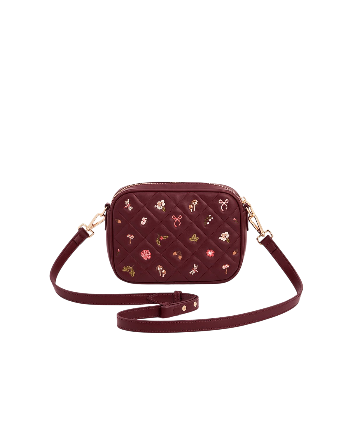 Alice Orla Embroidered Quilted Camera Purse, Alternate, color, Burgundy