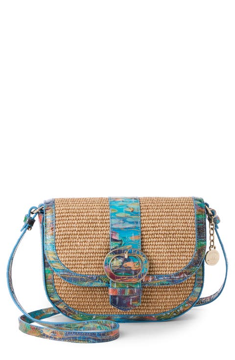Portia Croc Embossed Leather Crossbody Bag