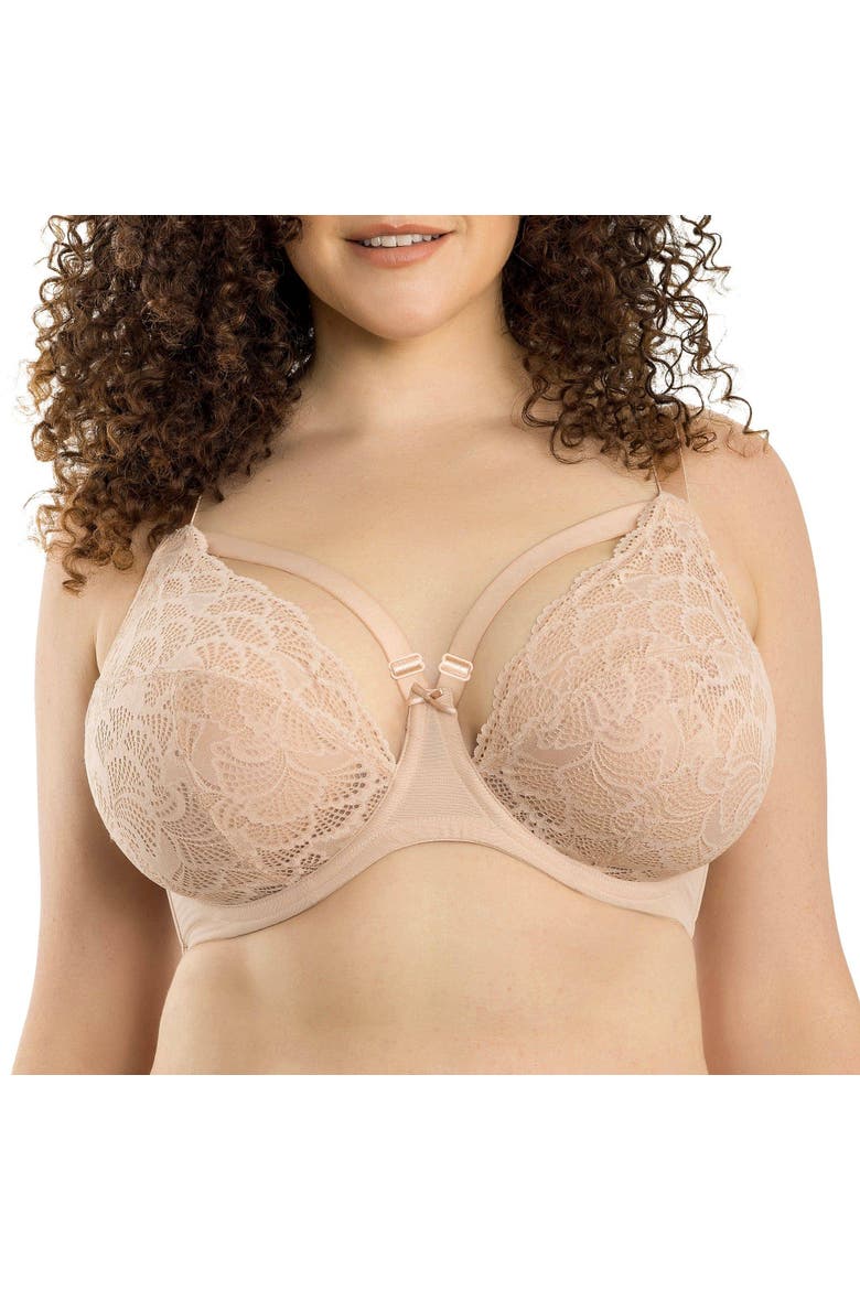 Olivia Lace Unlined Bra, Alternate, color, Cameo Rose