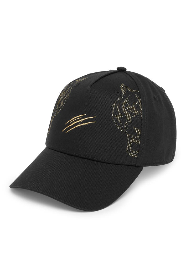 Baseball Cap Tiger Adjustable Strap Unisex, Main, color, black/gold