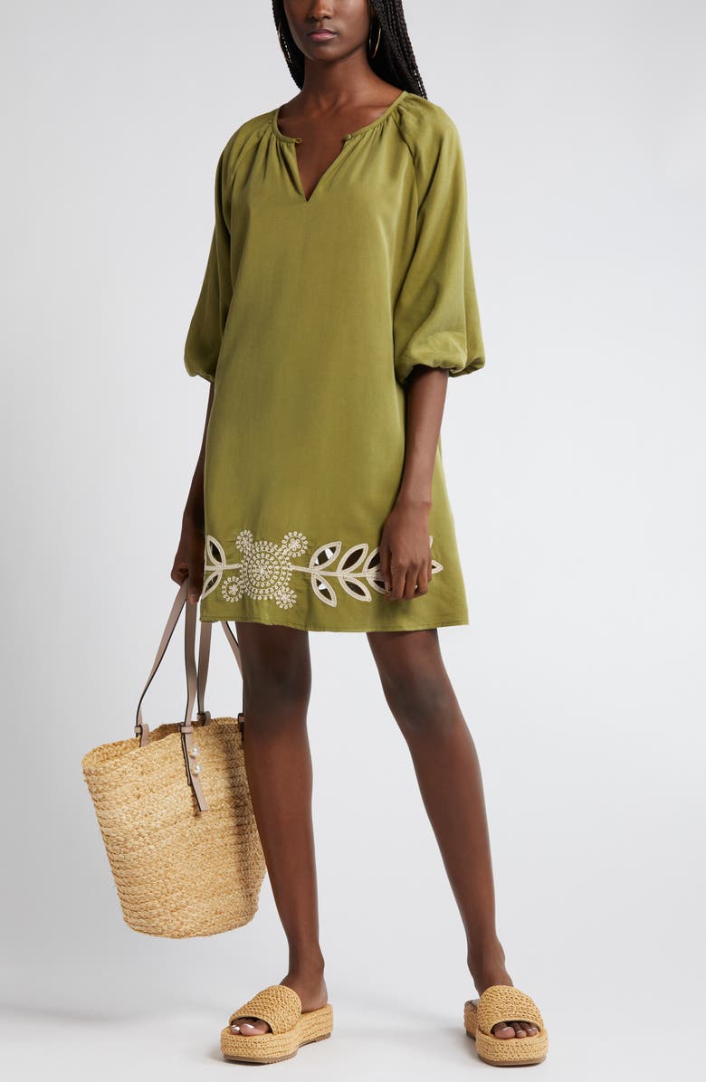 CIEBON Krista Embroidered Detail Trapeze Minidress, Main, color, 