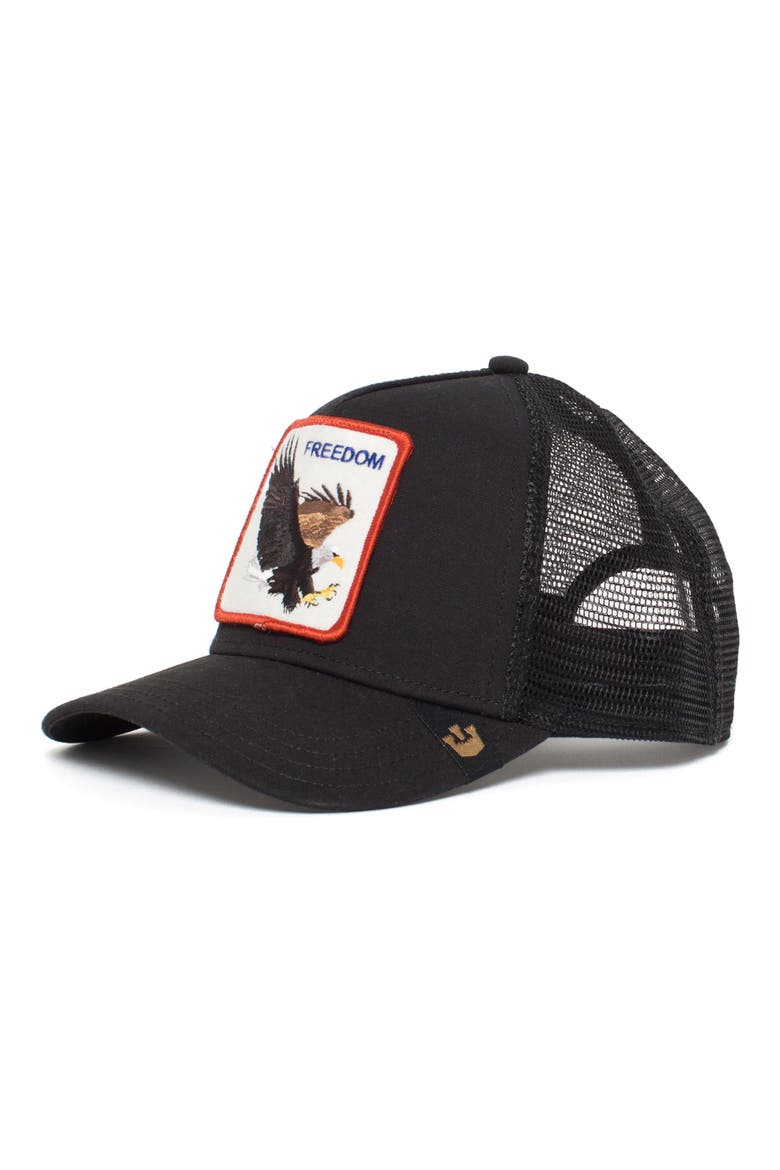 The Freedom Eagle Trucker Hat, Alternate, color, BLACK