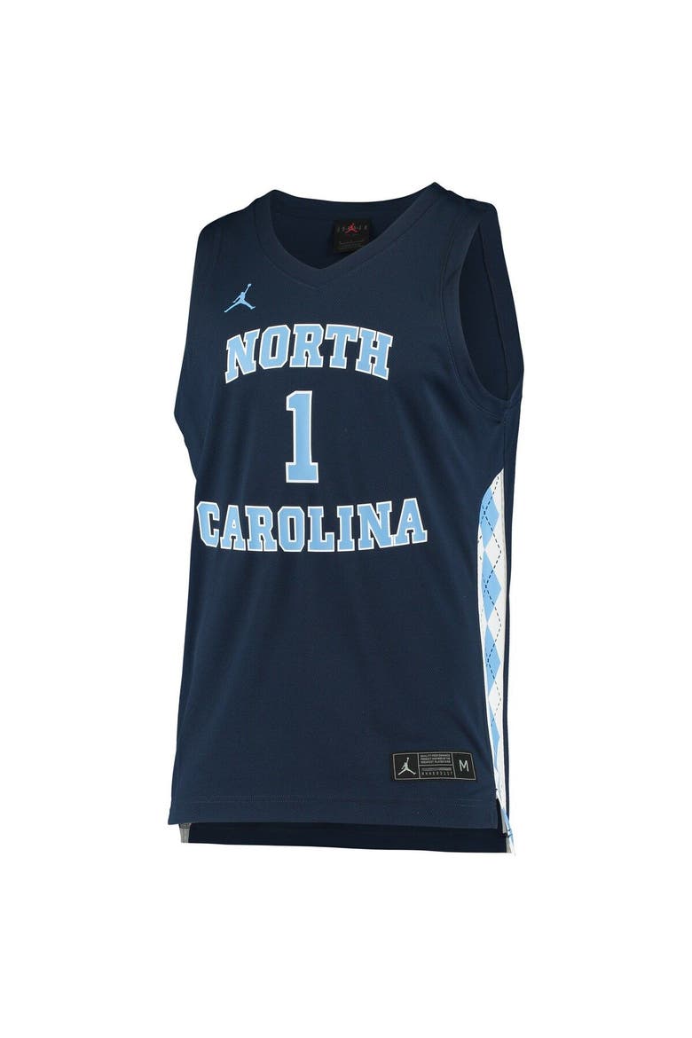 Unisex Jordan Brand #1 Navy North Carolina Tar Heels Replica Basketball Jersey, Alternate, color, Navy