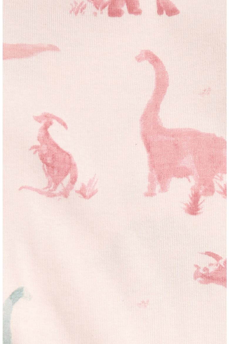 Burt's Bees Kids' Jurassic Territory Print Fitted Cotton Two-Piece Pajamas, Alternate, color, WILD ROSE