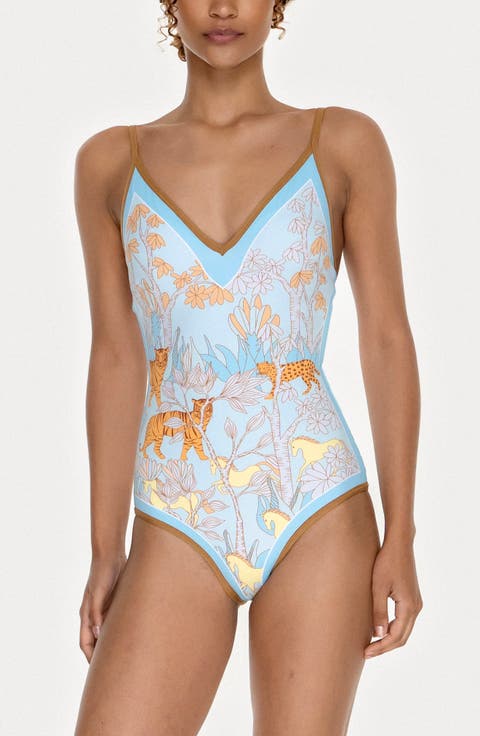 Jungle Adventure Reversible V-Neck One-Piece Swimsuit
