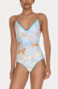 Jessie Zhao New York Jungle Adventure Reversible V-Neck One-Piece Swimsuit