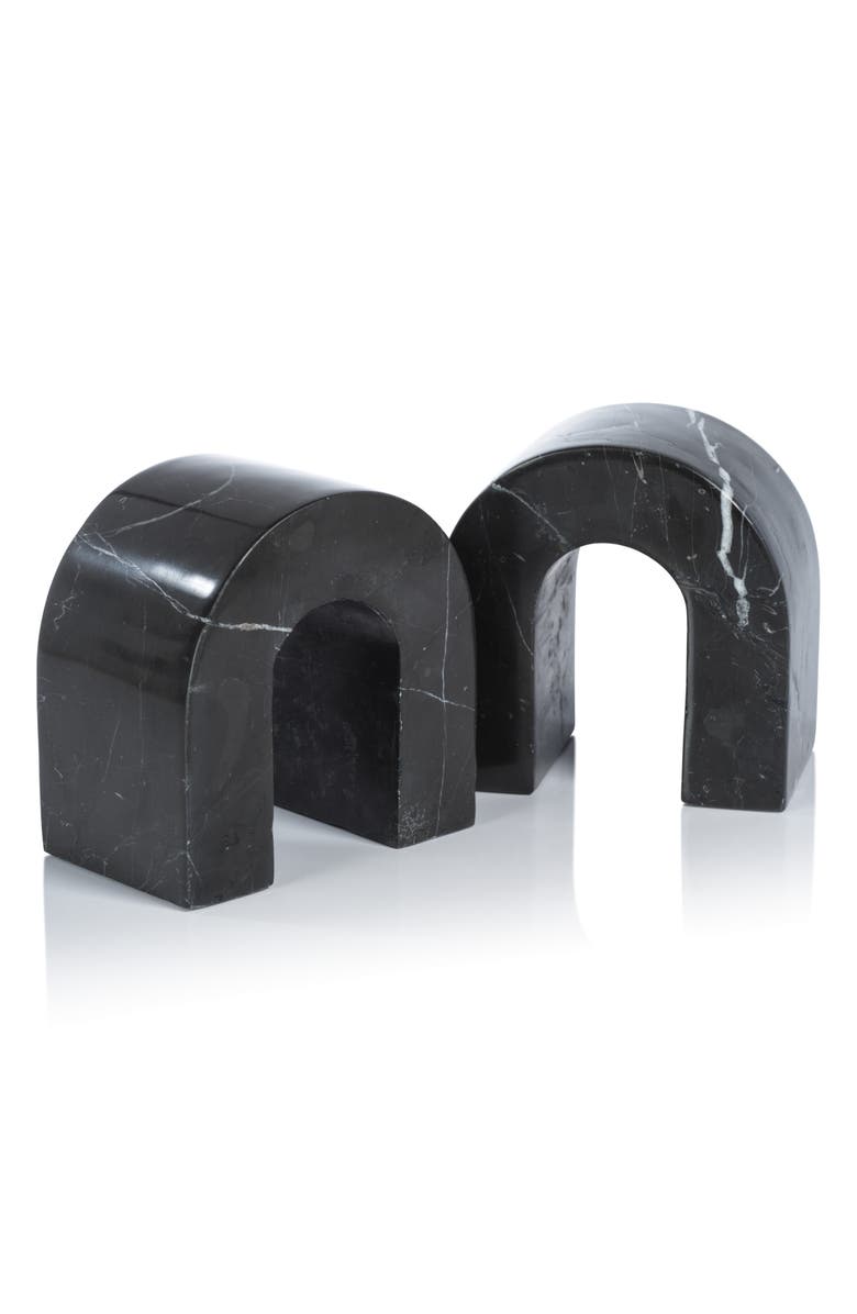 Zodax Martil Set of 2 Marble Bookends, Alternate, color, Black