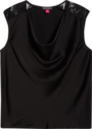 Vince Camuto Lace Trim Cowl Neck Sleeveless Top