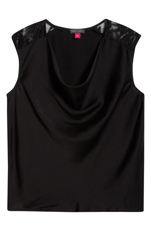 Vince Camuto Lace Trim Cowl Neck Sleeveless Top In Black