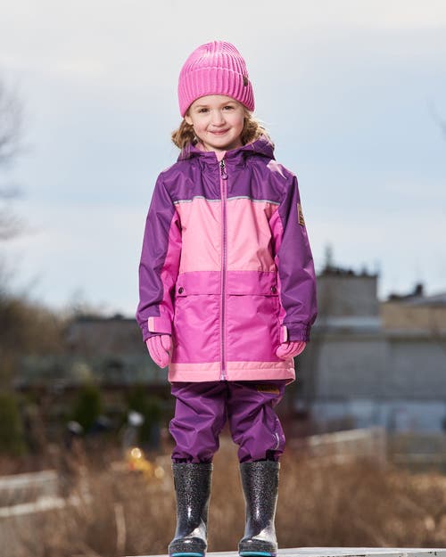 Deux Par Deux Little Girl's Colorblock Mid-season Jacket Pale Pink, Fuchsia, And Mauve In Pale Pink, Fuchsia, And Mauve