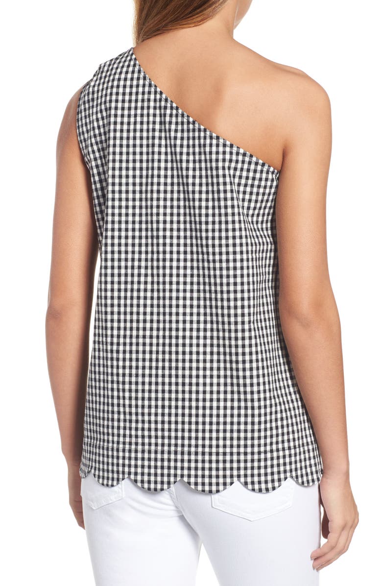 Halogen<sup>®</sup> One-Shoulder Stretch Cotton Top, Alternate, color,