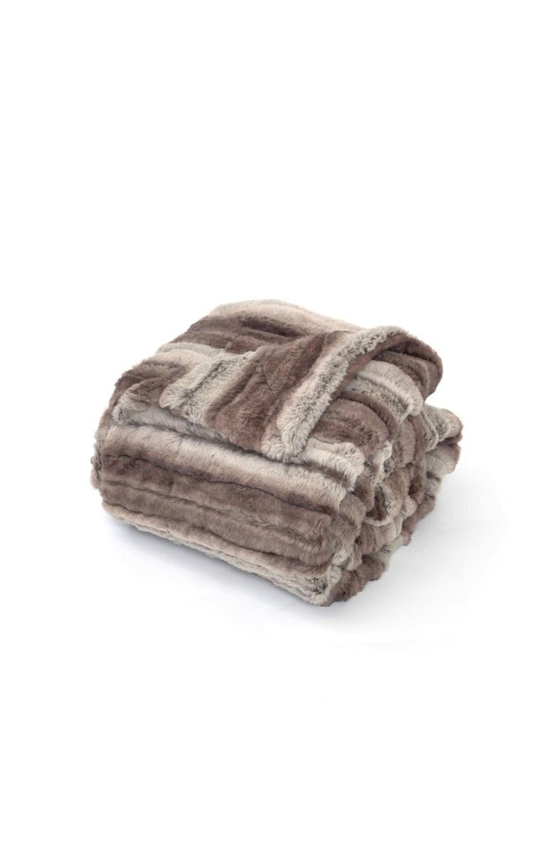 Sea to Me Mount Shasta Faux Fur Throw Blanket, Main, color, Brown / Beige