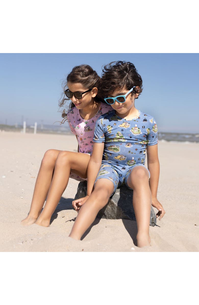 Bellabu Bear Mermaid Lagoon Kids 2-Piece Short Sleeve & Shorts Pajama Set, Alternate, color, Mermaid Lagoon