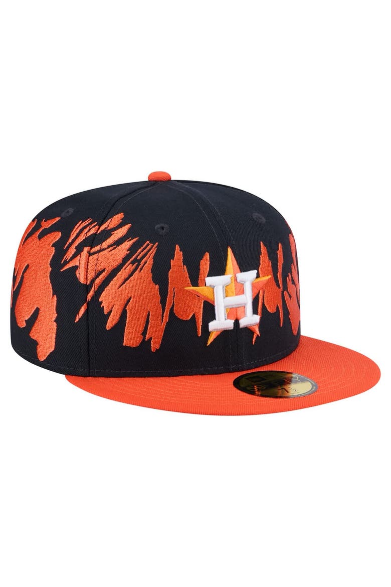 Men's New Era Navy/Orange Houston Astros Retro Pattern 59FIFTY Fitted Hat, Alternate, color, Navy