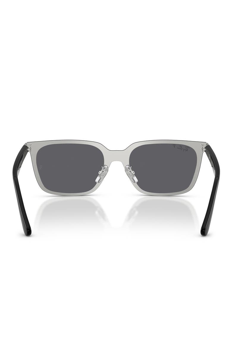 145mm Polarized Square Sunglasses, Alternate, color, SILVER / GREY POLAR