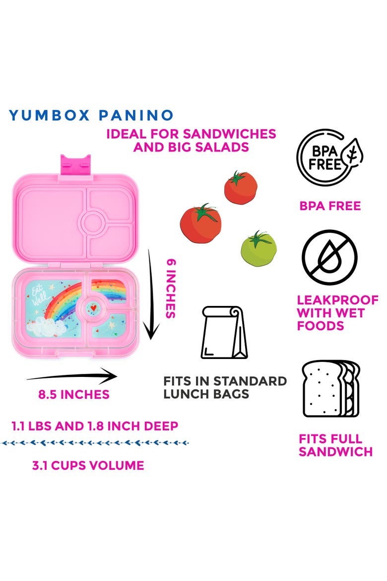 Panino Leakproof Bento Lunch Box Sandwich-Friendly, Alternate, color, Power Pink Rainbow