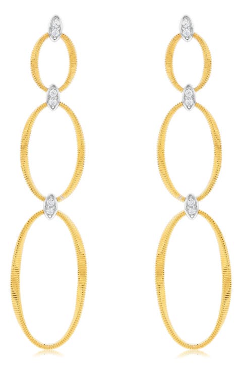 Golden Helix Double Oval Drop Earrings