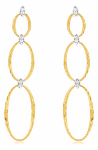 Golden Helix Double Oval Drop Earrings