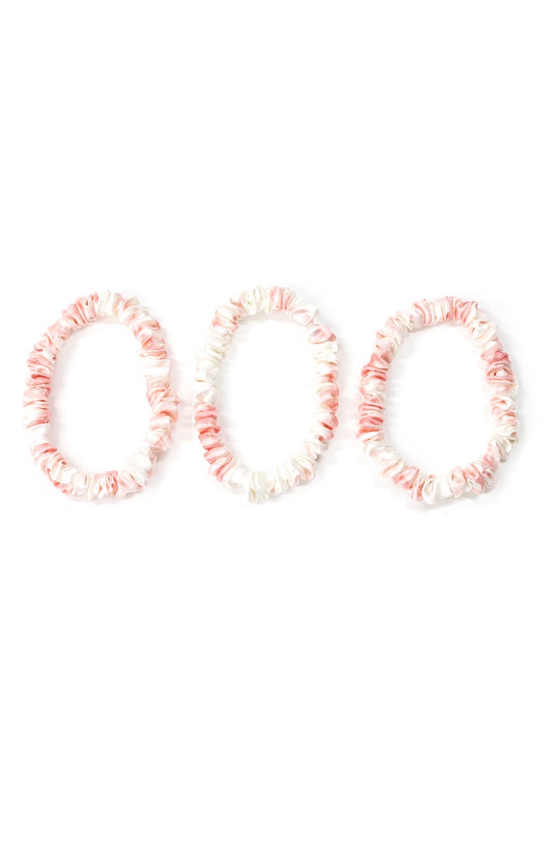 BLISSY 3-Pack Skinny Silk Scrunchies, Main, color, Rose White Marble