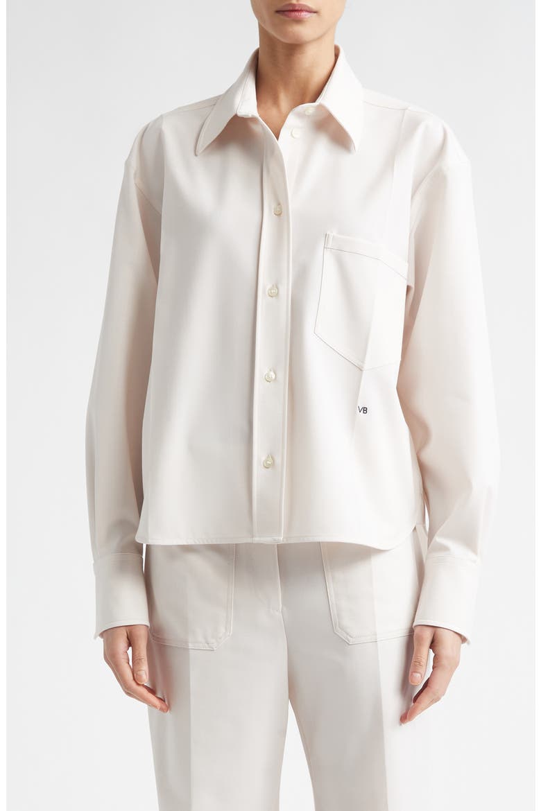 Long Sleeve Crop Button-Up Shirt, Main, color, BONE