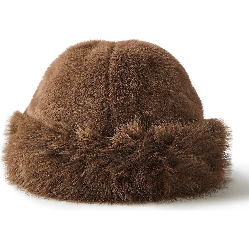 Cotton On Faux Fur Beanie In Brown
