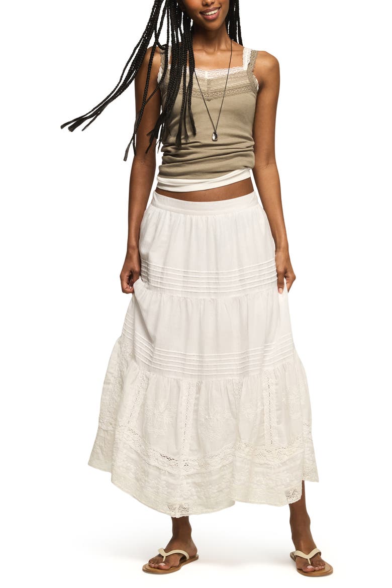 Lace & Embroidery Maxi Skirt, Alternate, color, WHISPER WHITE