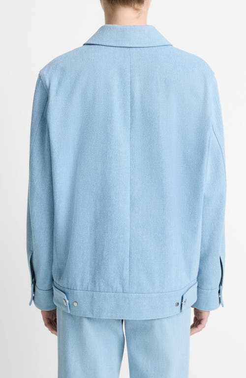 Vince Zip Front Twill Jacket In Pale Indigo