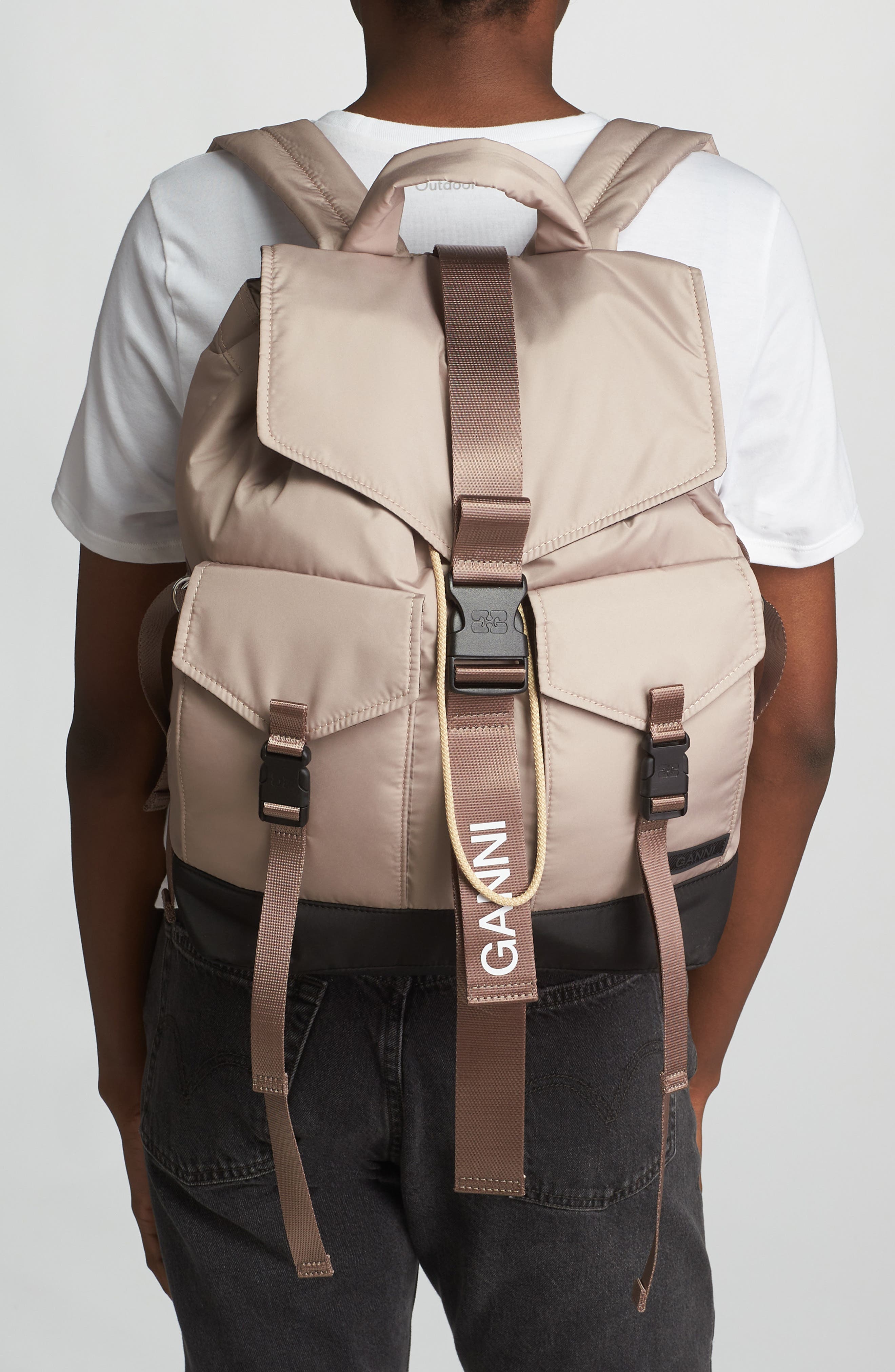 Ganni Recycled Polyester Tech Backpack, Alternate, color, 