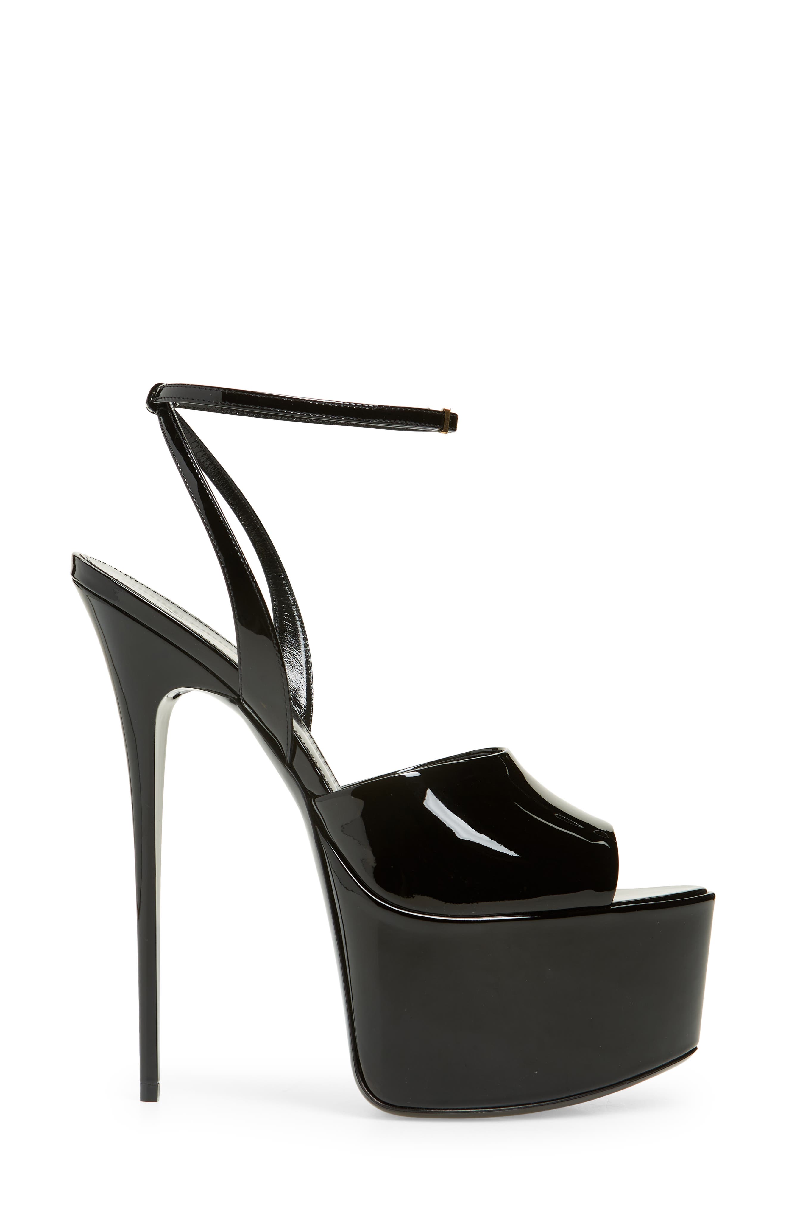 Saint Laurent Kika Platform Ankle Strap Sandal, Alternate, color, 