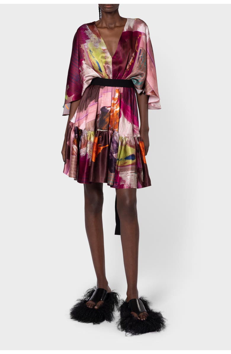 Roksanda Yasmin Printed Silk Mini Dress, Alternate, color, Lilas Pictorial Print