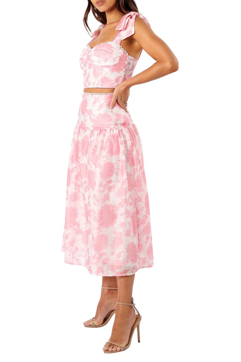 Elle Floral Top & Midi Skirt Set, Main, color, PINK FLORAL