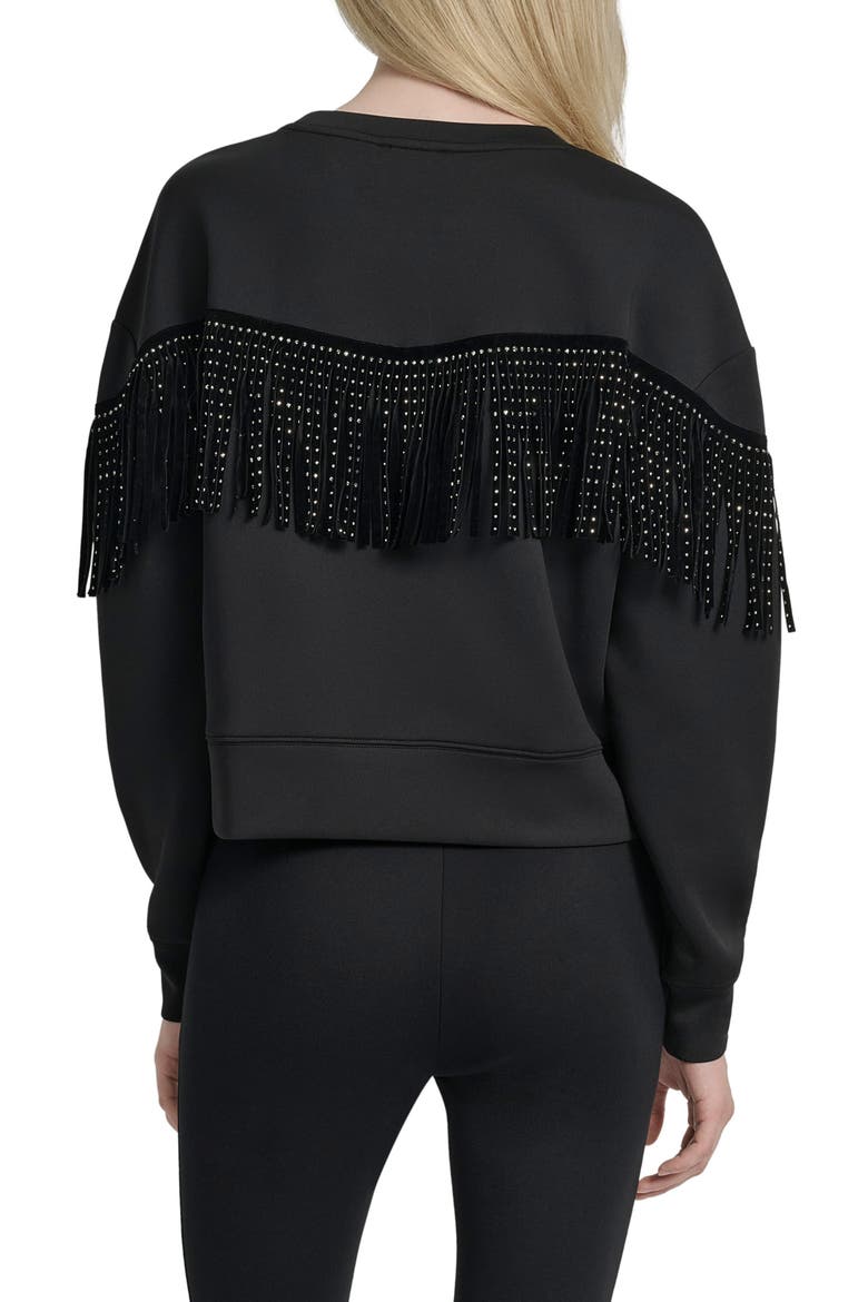 Stud Fringe Pullover, Alternate, color, BLACK