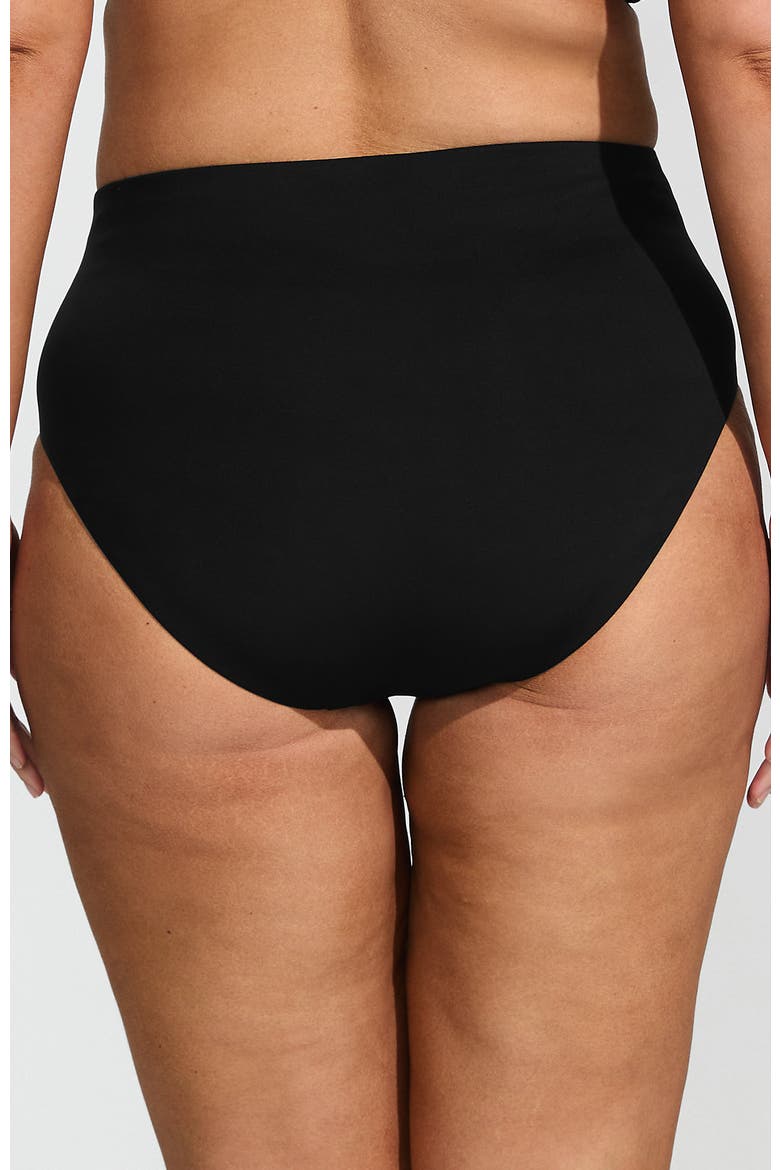 Tugless QuickDry High Waisted High Leg Bikini Bottoms, Alternate, color, Black