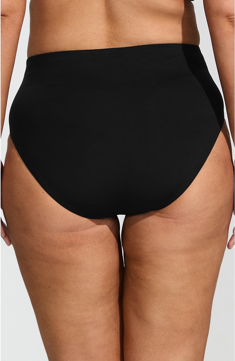 Lands' End Tugless QuickDry High Waisted High Leg Bikini Bottoms, Alternate, color, Black