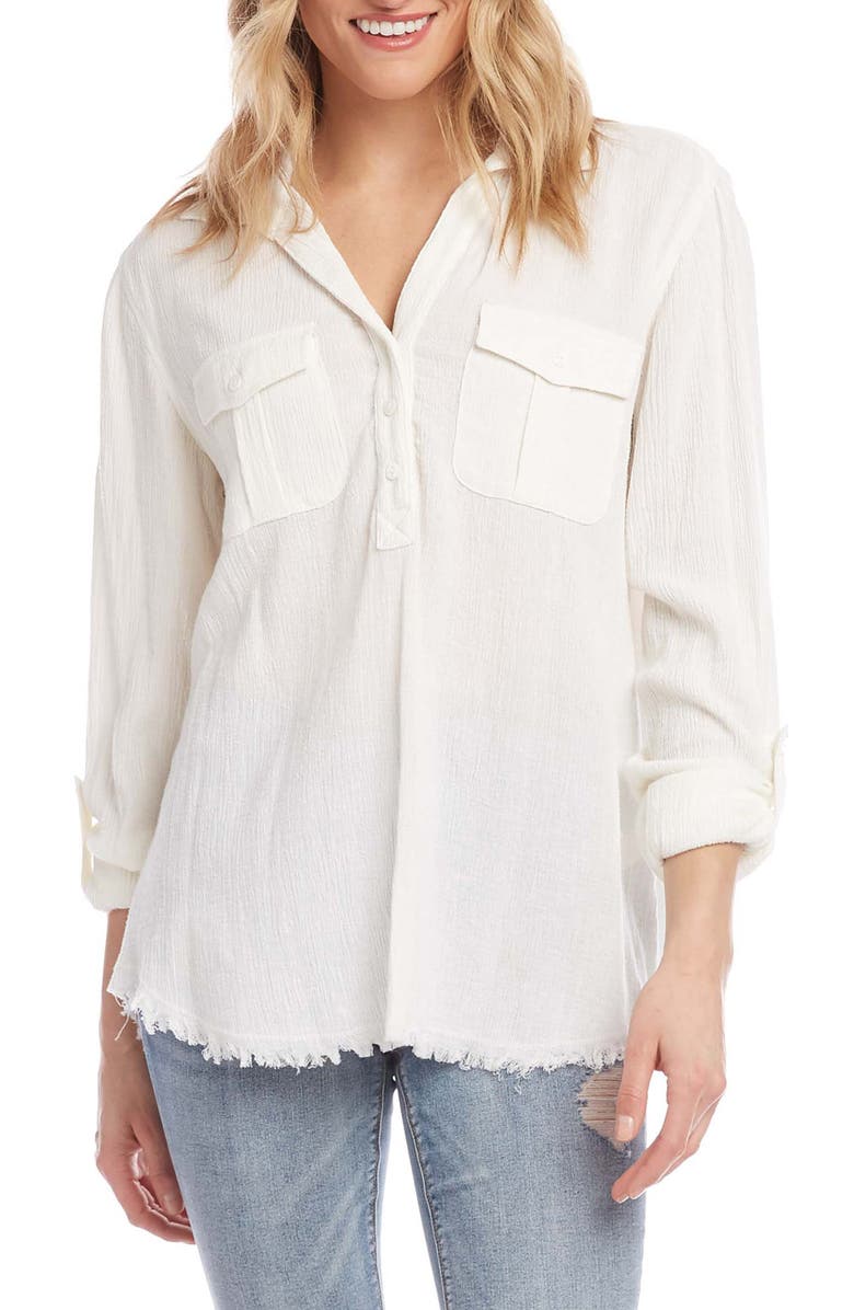 Karen Kane Cotton & Linen Shirt, Main, color,