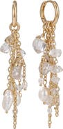 Awe Inspired Pearl & Crystal Linear Chain Earrings