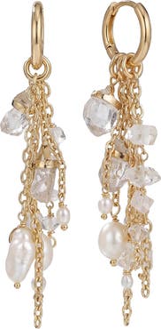 Awe Inspired Pearl & Crystal Linear Chain Earrings