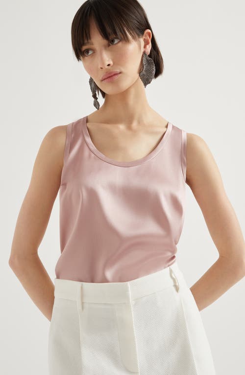 Brunello Cucinelli Satin Reversible Tank Top In Pink