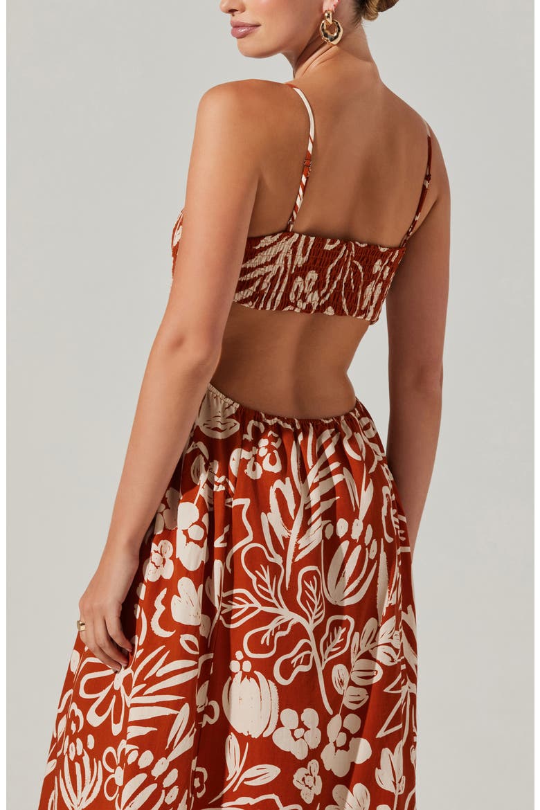 Sarai Floral Midi Sundress, Alternate, color, RUST CREAM FLORAL